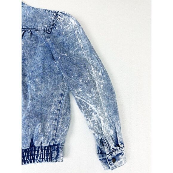 Vintage 80s Dawn Jean Jacket Large Denim Stone Wash Pleated Pockets - Picture 6 of 9